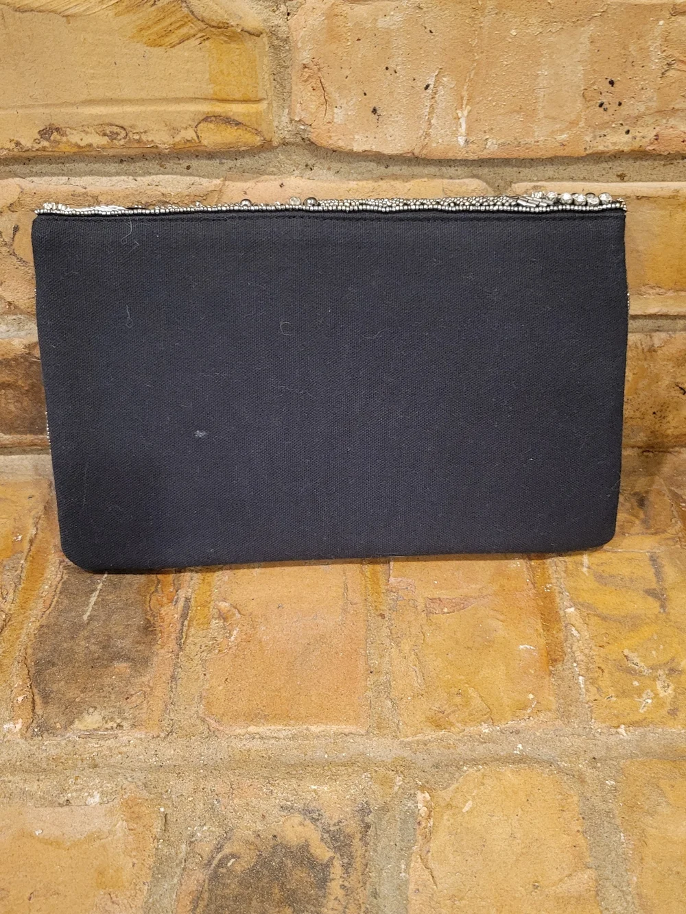 Beaded Black and White Evening Envelope Clutch